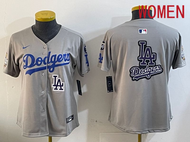 Women Los Angeles Dodgers Blank Grey Game 2024 Nike MLB Jersey style 12052->women mlb jersey->Women Jersey